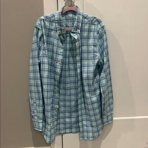 Vineyard Vines Blue and Green Plaid Kids Shirt